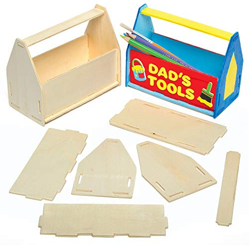 Baker Ross AG798 Stiftehalter Bastelset Werkzeugkasten, 3er-Pack, Holz Bastelset zum Basteln und Dekorieren, Geschenkidee