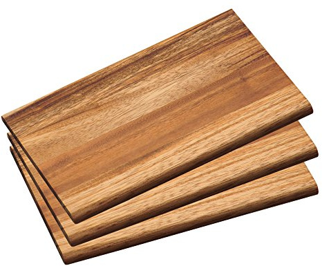 Kesper 23403 Frühstücksbrettchen, 3-er Pack, Dunkles Akazienholz, Maße: 23 x 15 x 1 cm