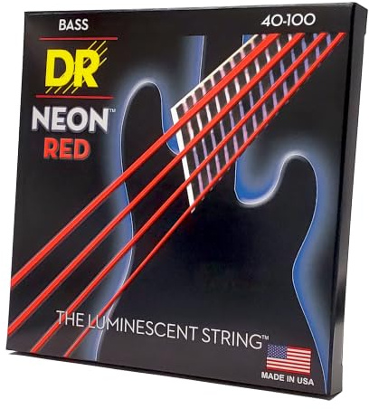 DR Strings Hi-Def Neon Red Bass Lite | UV aktive K3 Beschichtung, Maximale Sichtbarkeit, Brillanter Klang, Buehnentauglich, Made in USA