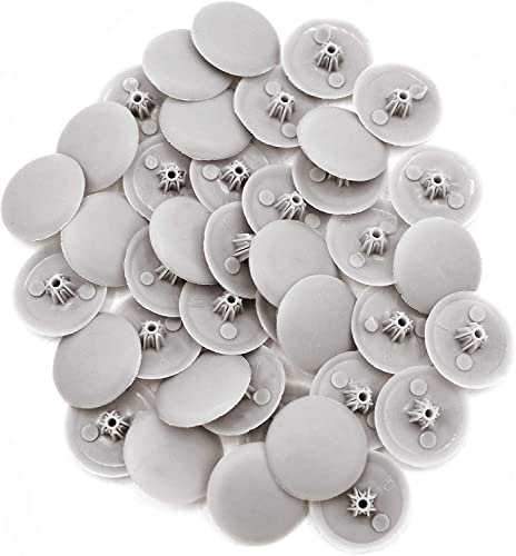 Plastic Grey Press-Fit Pozi Screw Head Covers Caps, Pack of 50