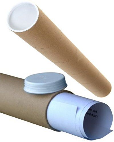 5 Large Brown Cardboard Postal Mailing Tubes INCLUDING Plastic End Caps - Long A/1 Size 630mm x 50mm 2 Diamater x 25 Length Packaging Packing Shipping Postage Poster Document Mailer Rolls