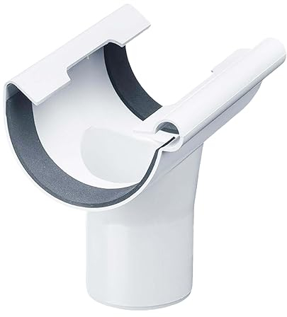 INEFA Ablaufstutzen halbrund, PVC NW100/DN75 Weiß Einhangstutzen Dachrinnenzubehör, einfache Steckmontage, Made in Germany