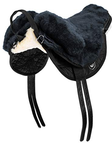 Werner Christ Fellsattel Premium Plus Hochwertiger baumloser Lammfellsattel in Handarbeit gefertigt, Bare-Back-pad, Pferde-Sattel aus echtem Lammfell in anthrazit, Gr. Warmblut