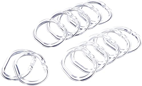 RIDDER 49400 Duschvorhangringe, transparent, 12 Stück passend für Duschvorhang 180 x 200 cm