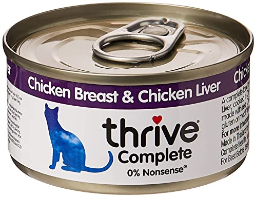 12x75g Thrive Complete Feuchtnahrung Katzenfutter (Hühnerbrust & Leber)