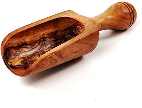 DAS OLIVENHOLZBRETT® Dosierlöffel Holz/Mehlschaufel/Gewürzschaufel/14 cm | Universell einsetzbar in der Küche/geeignet für Gewürze, Salz oder Zucker/hochwertiges Olivenholz