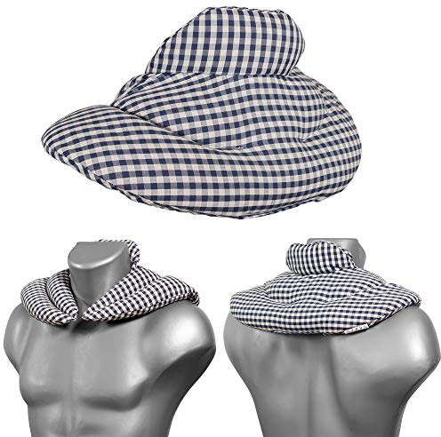 Nackenhörnchen mit Stehkragen Bio-Stoff blau-weiß. Kirschkernkissen. Nackenkissen Wärmekissen - Ein sehr wohliger Nackenwärmer