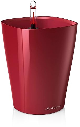 Lechuza – Pot de Fleurs d'Interieur – Deltini – Réserve d'Eau Intégrée – Coloris Rouge Scarlet – Ø 14 x 18 cm