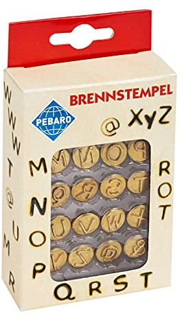 Pebaro 20500 Brennstempel für Brandmalerei, Pyrographie, Holzbrennen, 16-teilig, aus Messing - Verschiedene Buchstaben M-Z und Sonderzeichen, zum Brennen auf Holz, Leder, Kork und anderen Materialien