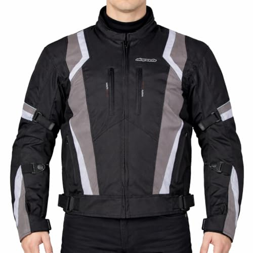 RKsports 1509 WATERPROOF MOTORCYCLE MOTORBIKE JACKET BLACK CE ARMORS (4X-Large/Chest 50, Grey)