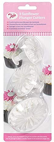 Tala Sunflower Shaped Plunger Cutters, Set of 3 Spring Loaded Cutter Perfect for use with Fondant Icing and Marzipan and Will Create Professional Looking Shapes at Ease, BPA Free