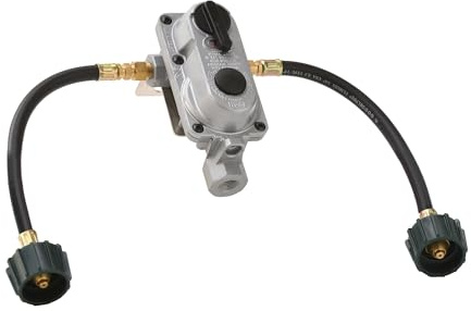 Flame King (KT12ACR-2) 2-Stage Auto Changeover LP Propane Gas Regulator With Two 12 Inch Pigtails For RVs, Vans, Trailers