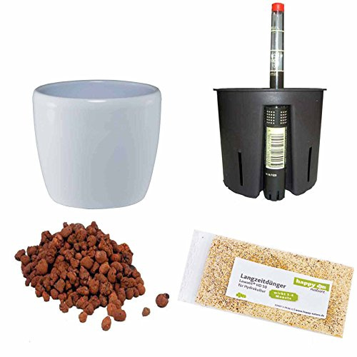 happy nature Set5 Blumentopf Venus Weiss 15/19 Ø 18cm H 21cm+KT+WA+BT+HD50
