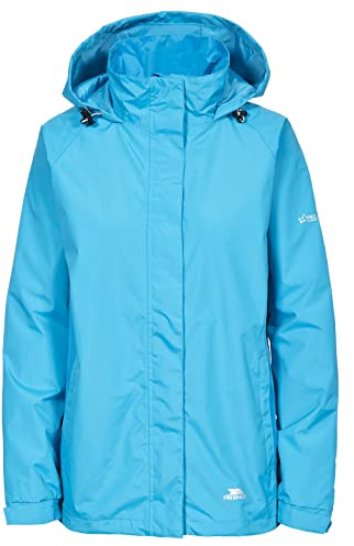 Trespass Tarron II, Bermuda, XS, Wasserdichte Jacke mit einrollbarer Kapuze für Damen, X-Small, Blau