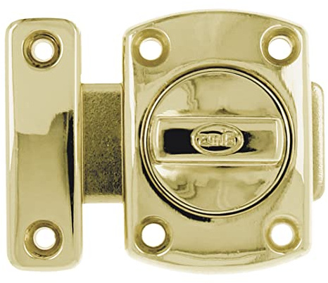 Amig - Perno sovrapposto - 40 x 56 mm - Adatto per porte di passaggio in legno - Chiusura cilindrica girevole - Chiusura per bagno, camera da letto o ufficio - Chiusura di sicurezza - Zama dorato
