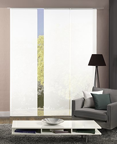 wohnfuehlidee 3er-Set Flächenvorhänge Deko Blickdicht Roma 3X Uni Weiss