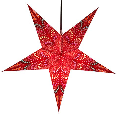 GURU SHOP Faltbarer Advents Leucht Papierstern, Weihnachtsstern 60 cm - Sibelius rot