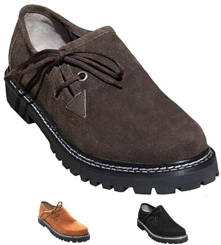 German Wear Herren Trachtenschuhe Haferlschuhe Lederschuhe Braun, Schwarz & Kastanienbraun, Schuhgröße:41;Farbe:Dunkelbraun