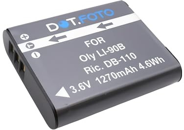 Dot.Foto LI-90B, LI-92B Premium 3.6v / 1270mAh Batterie Rechargeable pour Olympus SH-50, SH-60 / TG-6, TG-5, TG-4, TG-3, TG-2, TG1 / XZ-2 / DS-2600, DS-9000, DS-9500