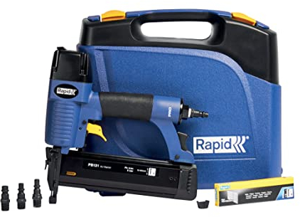 Rapid PRO PB131 18Ga Chiodatrice Pneumatica con Impugnatura Ergonomica per Chiodi n. 8, Ricarica Rapida, Profondità di Infissione Regolabile, Include Valigetta e 300 Chiodi