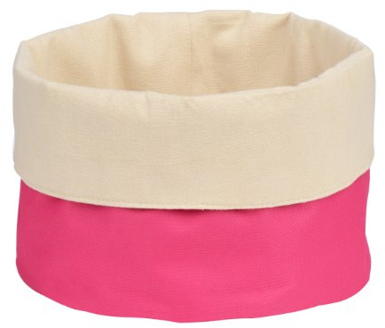 PREMIER Housewares 1901094 Cestino per Pane in Poliestere Rosa e Cotone Crema