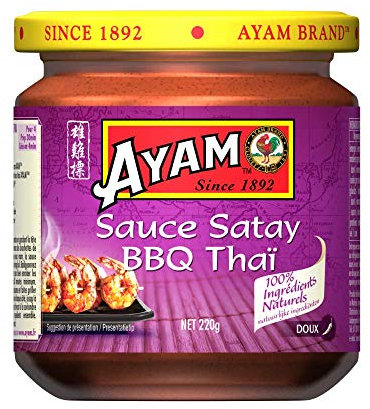 AYAM™ Sauce Satay Thaï | 100% Ingrédients Naturels | Haute Qualité | Saveurs Authentiques Thaï | Cuisiner chez Soi | BBQ | Alimentation Saine | Sans Gluten | Sans Conservateurs - 220g - Lot de 3