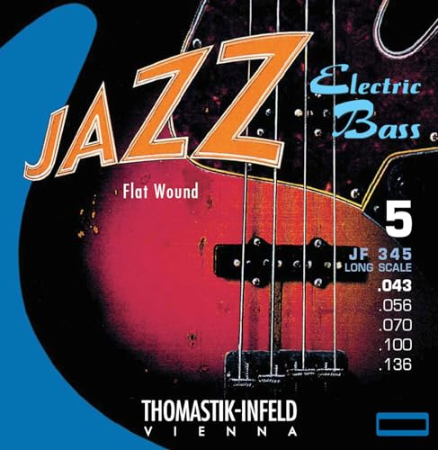Thomastik-Infeld Flat Wound Bajo eléctrico - JF34056 - Cuerda individual D – Jazz Bass Escala larga 34, calibre .056