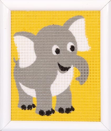 VERVACO Set Ricamo Punto Croce Kit Ricamo Principianti Elefante Educativo attività Creative ca. 12,5 x 16 cm Canovaccio per Punto Croce Prestampato Set Fai da Te Passatempi Creativi