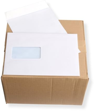 500 St. B5 Versandtaschen weiß 176 x 250 mm HK mit Fenster Briefumschlag haftklebend Kuvert