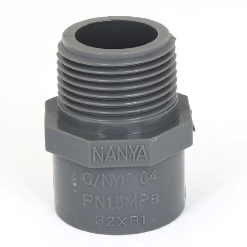 sourcingmap Raccord PVC Tuyau 32mm Filetage Mâle Droit Tube Adaptateur Connecteur Gris