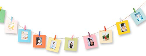 ds. distinctive style Cuadros para colgar en la pared, mini marco de fotos, 10 piezas de papel de 2 x 3 marcos con cuerda y clips compatibles con Polaroid, Fujifilm Instax