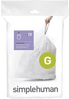 simplehuman CW0166 Code G passgenaue Müllbeutel, 30 Liter, Packung mit 20, weißer Kunststoff