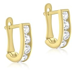 Carissima Gold Damen 9k (375) Gelbgold 10 x 2mm Cubic Zirkonia Halb Hoop Ohrringe