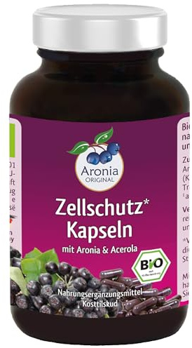 Aronia ORIGINAL Bio Zellschutz Kapseln mit natürlichem Vitamin C, aus Aronia und Acerola - antioxidantien- 120 vegan Kapseln mit Polyphenolen - Aus Aroniabeeren Pulver und Acerolakirsche