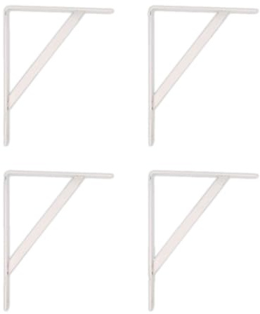 Amig Pack de 4 Soportes para Estanterías, Color Blanco, Escuadra para Estantes de 300 x 225 mm, Acero Resistente: hasta 260 kg