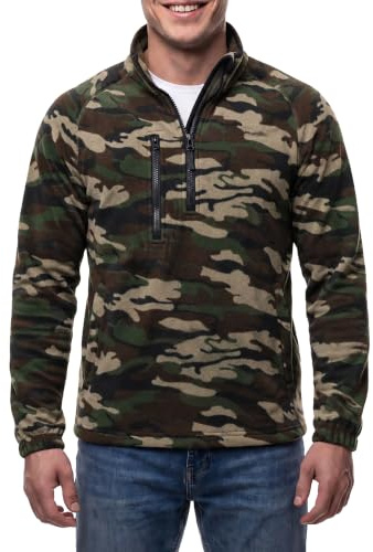 Happy Clothing Herren Camouflage Fleece Pullover halber Reißverschluss Tarnfarbe