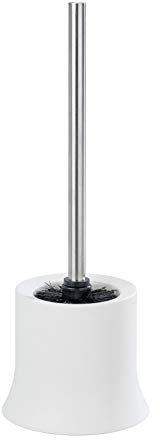 WENKO WC-Garnitur Basic, offener Toilettenbürstenhalter für das Badezimmer, inkl. Toilettenbürste, aus mattiertem Kunststoff, Maße (B/T x H): Ø 14 x 38 cm, Weiß