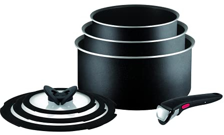 Tefal Ensemble de Casserole Ingenio Essential Anti-adhésive, Noir, 7 pièces