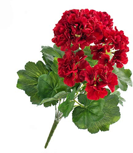 artplants.de Geranio Artificiale Maike su Gambo, Rosso Scuro, 40cm, Ø 35cm - Geranio Ornamentale/Fiore Finto