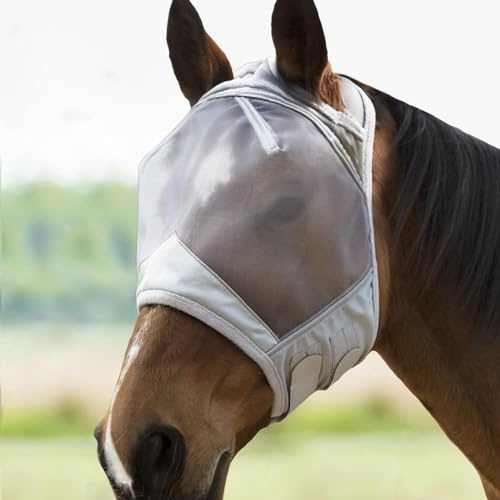 Harrison Howard CareMaster Flygmask för hästar Standard Månsken Silver med UV-skydd (M)