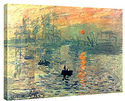 Wieco Art Impression, Sunrise Modern Framed Giclee Canvas Prints of Claude Monet Famous Oil Paintings Reproduction Seascape Artwork Sea Pictures on Canvas Wall Art Ready to Hang for Home Decorations
