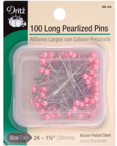 Dritz 68-44 Pearlized Pins, Long, Pink, 1-1/2-Inch (100-Count)