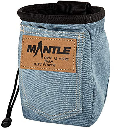 MANTLE climbing equipment - Chalkbag Kreidebeutel für Kletterkreide zum Bouldern und Klettern Modell Jeans hell