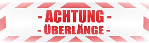 INDIGOS UG - Magnetschild Auto Achtung ÜBERLÄNGE mit Rahmen 45 x 12 cm reflektierend - Magnetfolie LKW Truck Transporter Baustellenfahrzeug Firmenwagen - flexibel abnehmbar, wetterfest