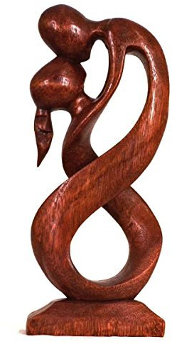 Holz Figur Skulptur Abstrakt Holzfigur Statue Afrika Asia Handarbeit Deko Hingabe Größe 30 cm