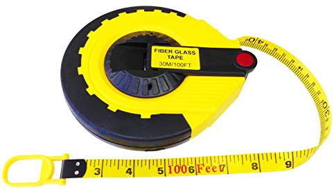 The Perfect Measuring Tape Company - Surveyor's Tape Measure - Rewinding and Compact - Dual Sided - 100' (feet) / 30m (meter)