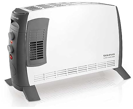 Taurus Clima turbo 2000 - Convecteur électrique 2000W, 3 niveaux de chauffe, Surface jusqu'à 20m2, Thermostat réglable, Fonction turbo, Poignée de transport, Blanc