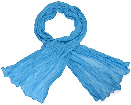Miobo Loop sjal crinkle halsduk enfärgad 70 x 180 cm vår sommar höst öppen ljusblå, Ljusblå öppen, 180x70cm