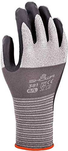 SHOWA 381 Nitrile Coated Work Glove, Grey, XL