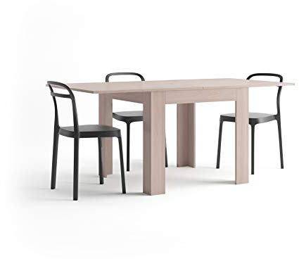 MOBILI FIVER, Mesa Cuadrada Extensible Eldorado, 90x(180) x90 cm, Color Olmo Claro, para 4-8 Personas, Mesa Extensible de Comedor, Mesa Cocina, Made In Italy